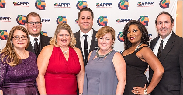The GAPPP Board of Directors included (from left) Amy Rabideau, CAS, vice president; Chris Clark, CAS, treasurer; Michelle Sherwin, CAS, secretary; Keith Lofton, CAS, president; Lisa Bibb, MAS, executive director; Dosia Dixon, awards and recognition chair; and Jon Jackson, immediate past president. Not pictured is Liza Sachs, social committee chair.