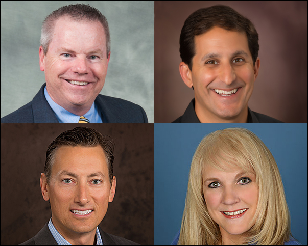 PPAI’s 2017 board candidates include (top row, from left) distributors Mitch Rhodus, CAS, of HALO Branded Solutions, and Danny Rosin, co-owner of Brand Fuel, Inc.; and (bottom row, from left) suppliers Andrew Spellman, vice president of corporate channels at Victorinox Swiss Army, Inc., and Sharon Willochell, chief operating officer of Trimark.