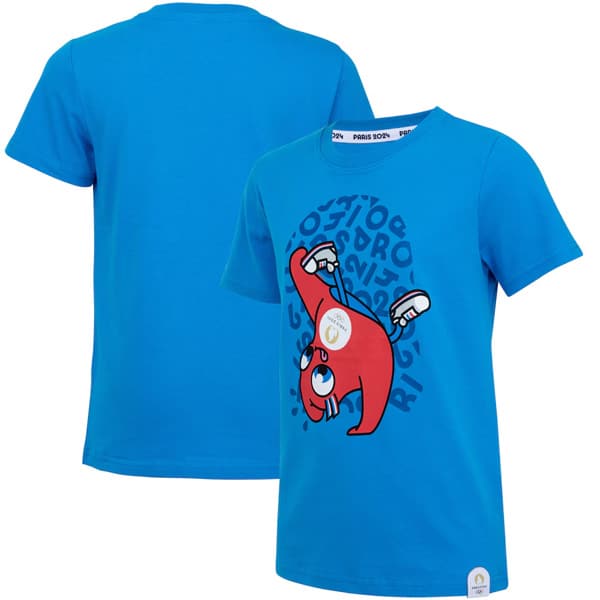 blue Phryge breakdancing mascot T-shirt - Paris 2024 Olympics merch