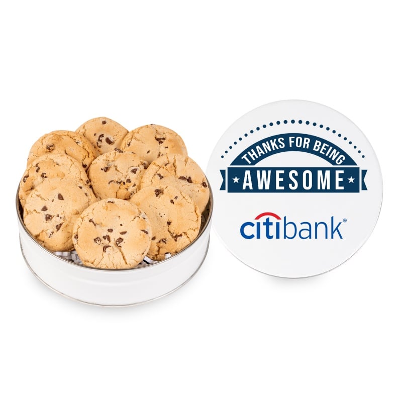 tin of chocolate chip cookies